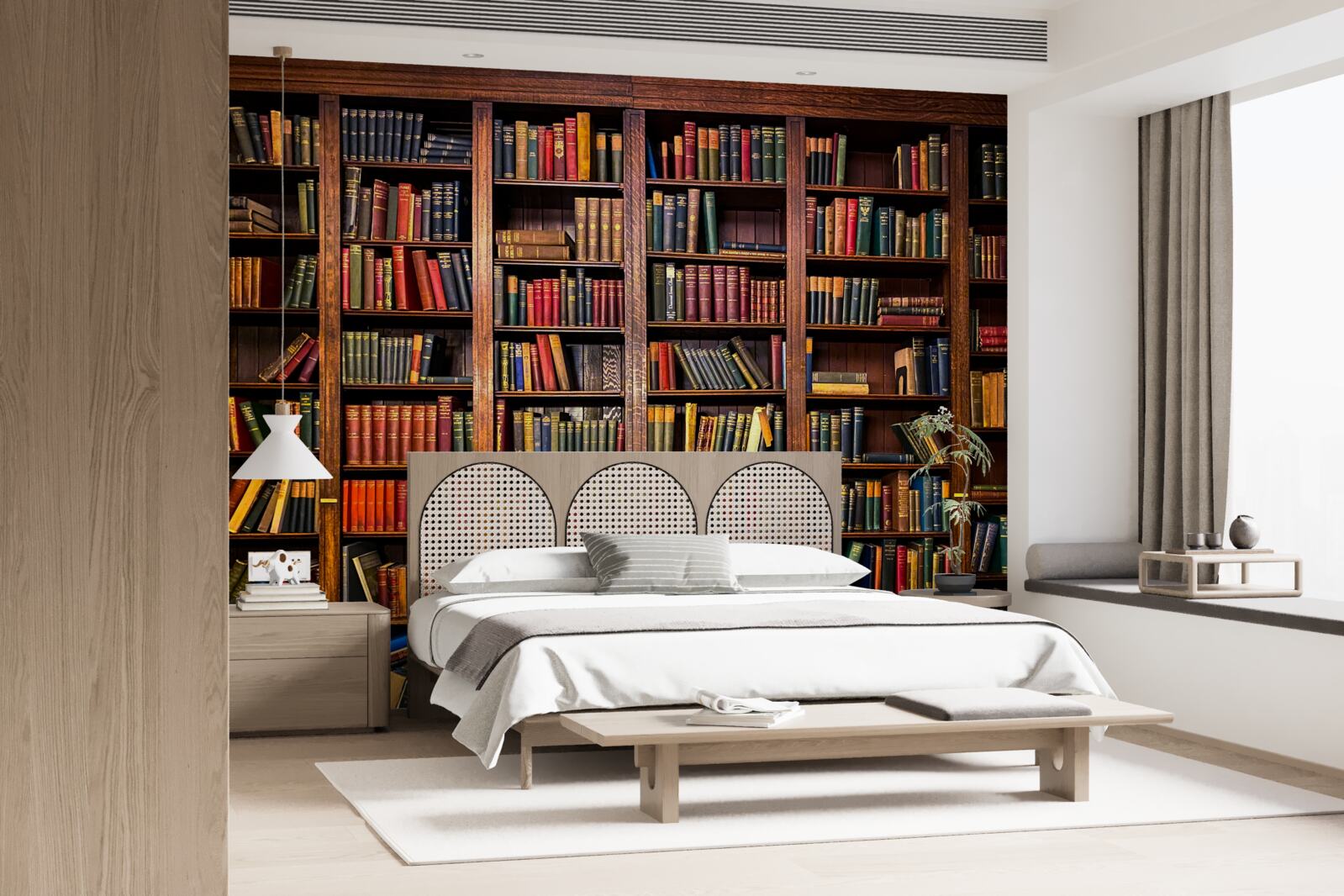 Fotobehang uitgebreide bibliotheek met boeken