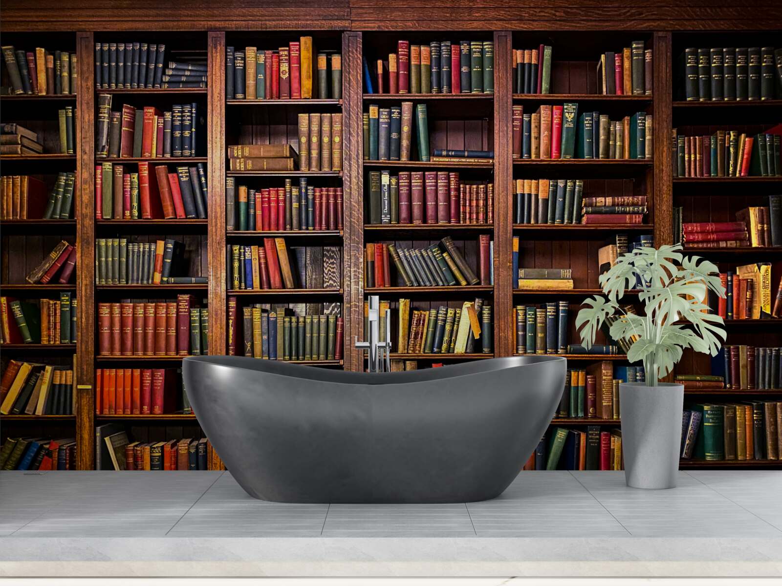 Fotobehang uitgebreide bibliotheek met boeken