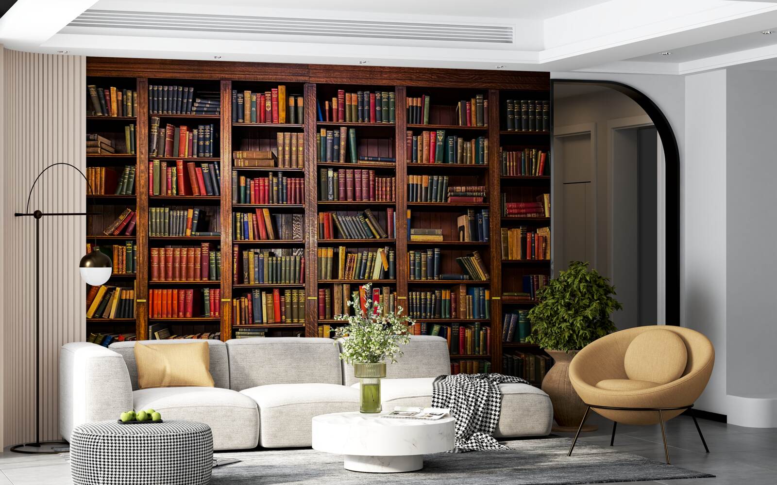 Fotobehang uitgebreide bibliotheek met boeken