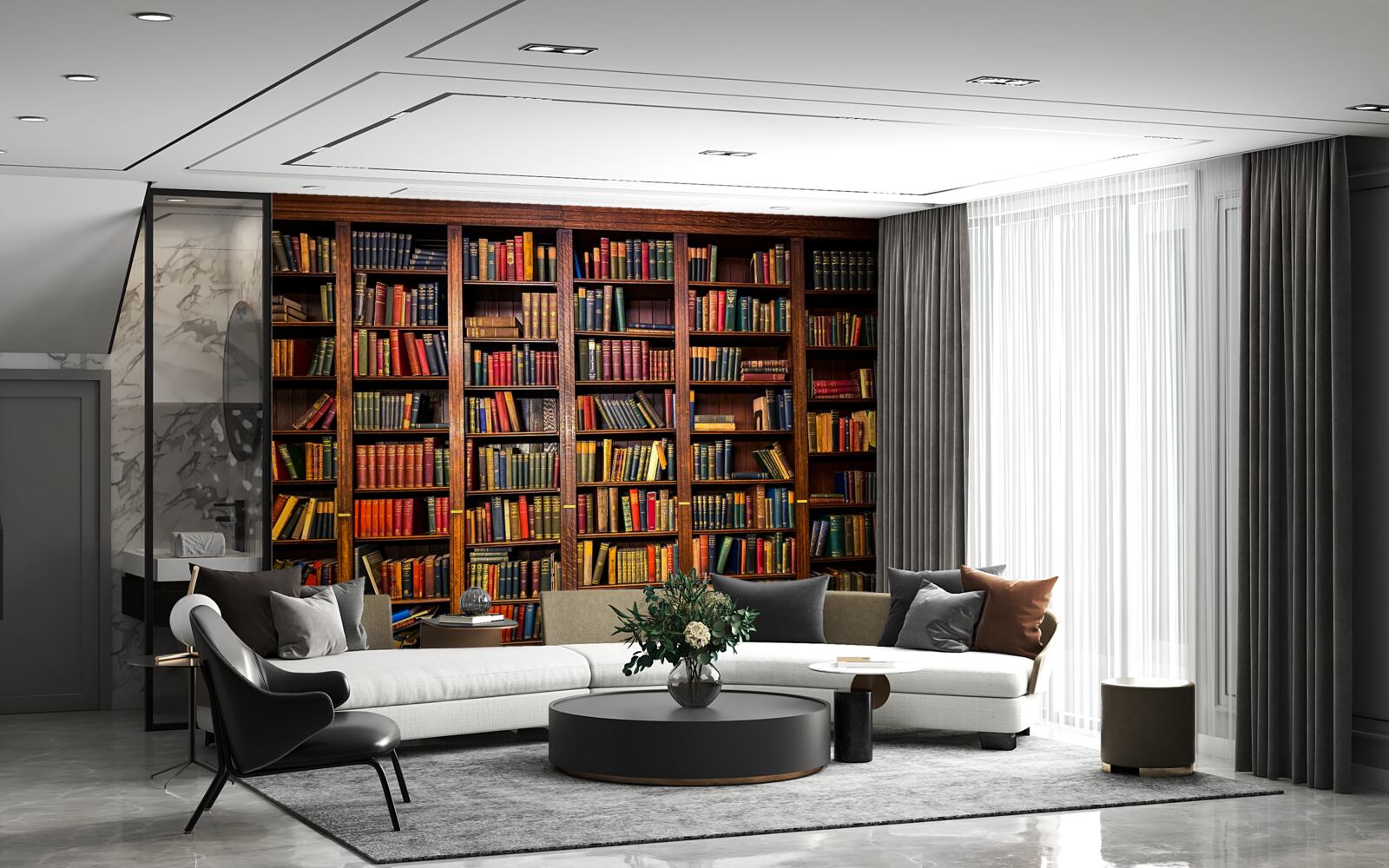 Fotobehang uitgebreide bibliotheek met boeken