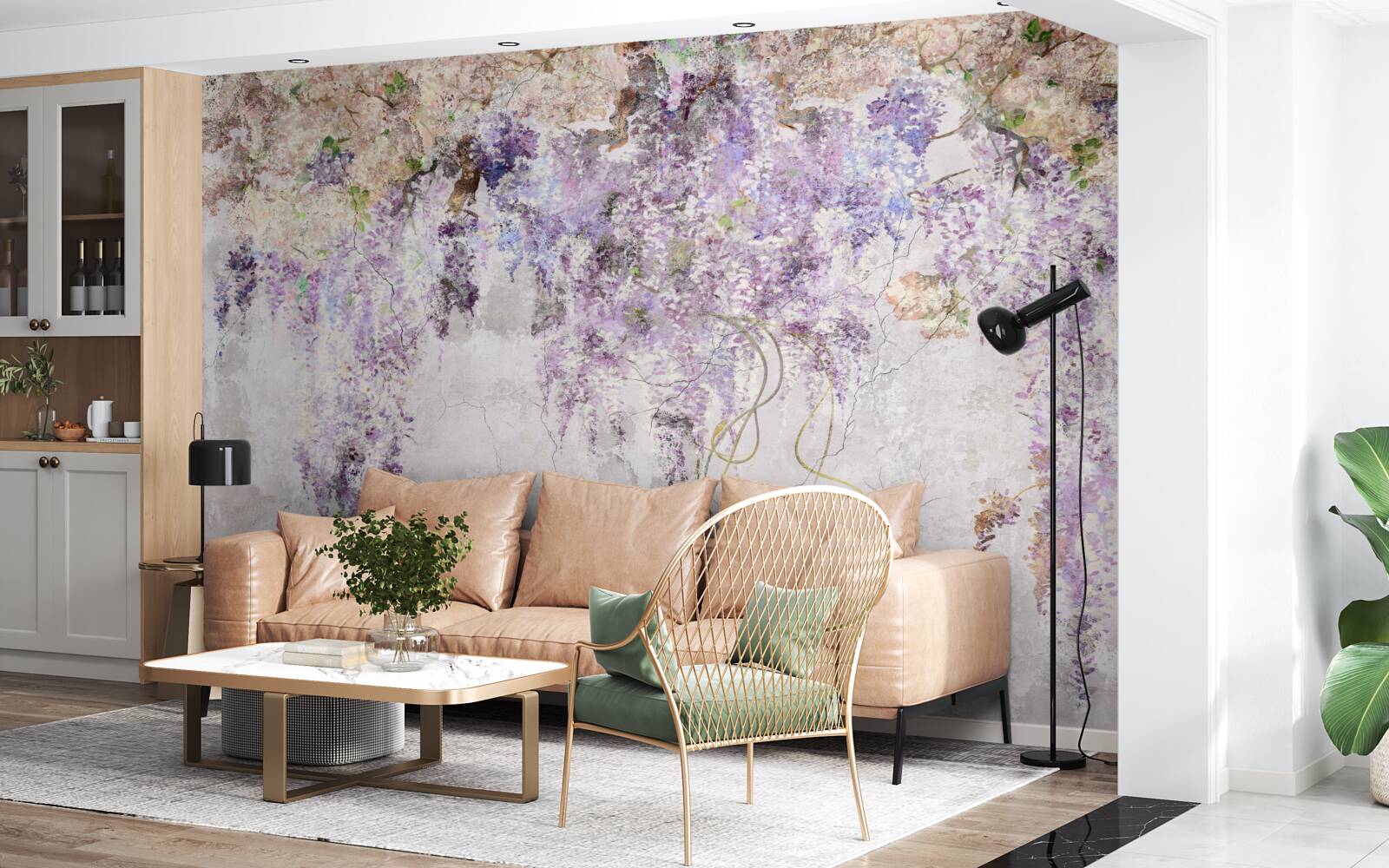 Fotobehang herfstbloemen vallen