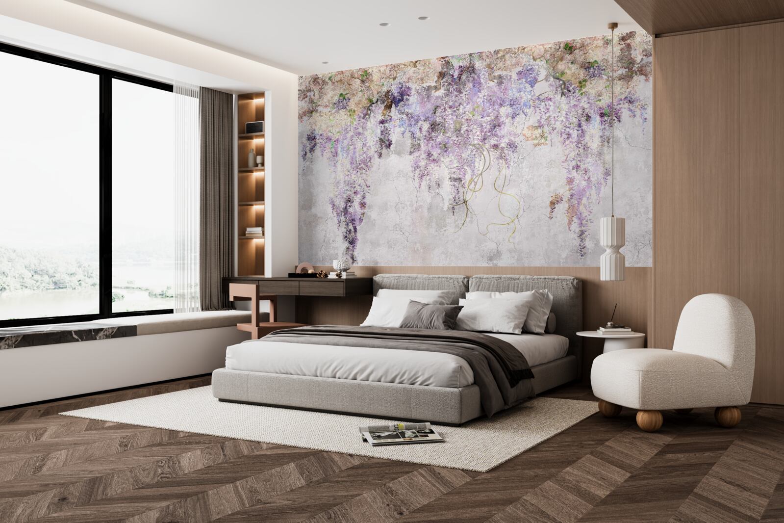 Fotobehang herfstbloemen vallen