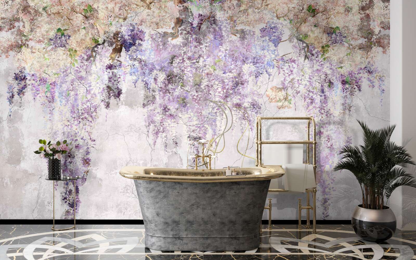 Fotobehang herfstbloemen vallen