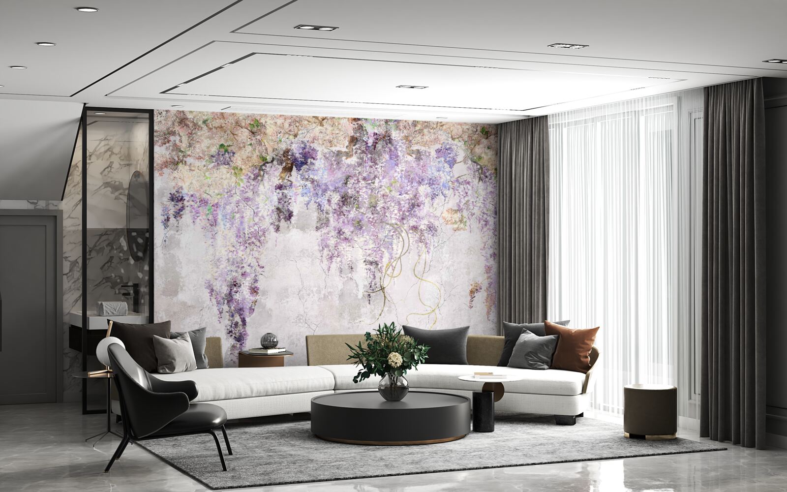 Fotobehang herfstbloemen vallen