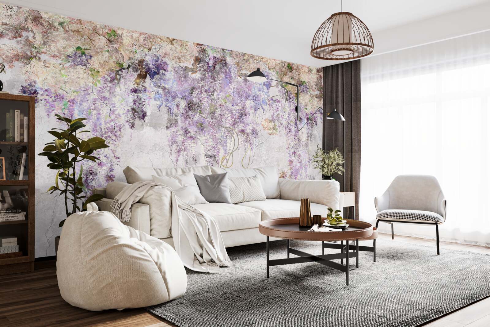 Fotobehang herfstbloemen vallen