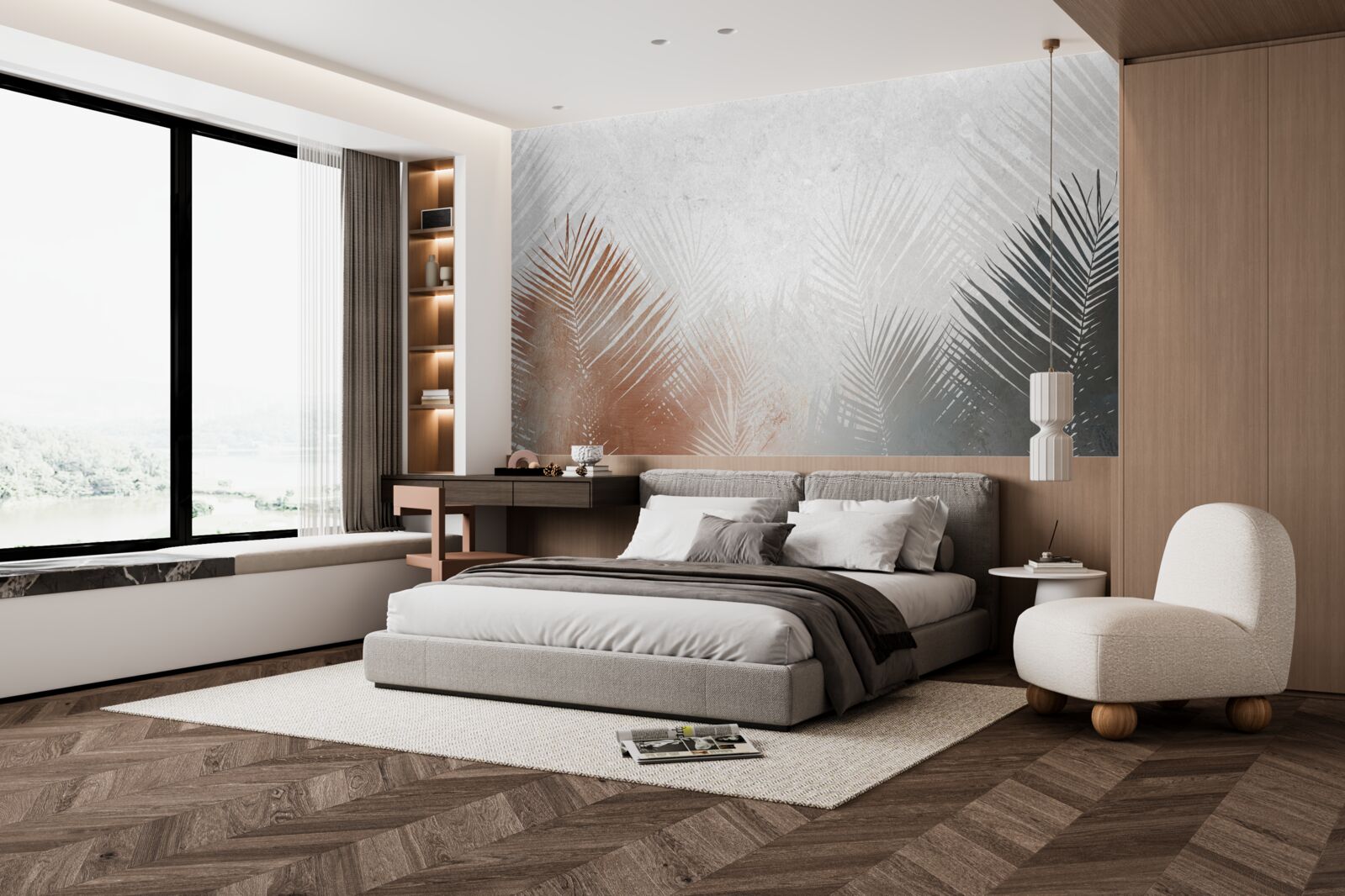 Fotobehang herfstabstractie in een mistig bos