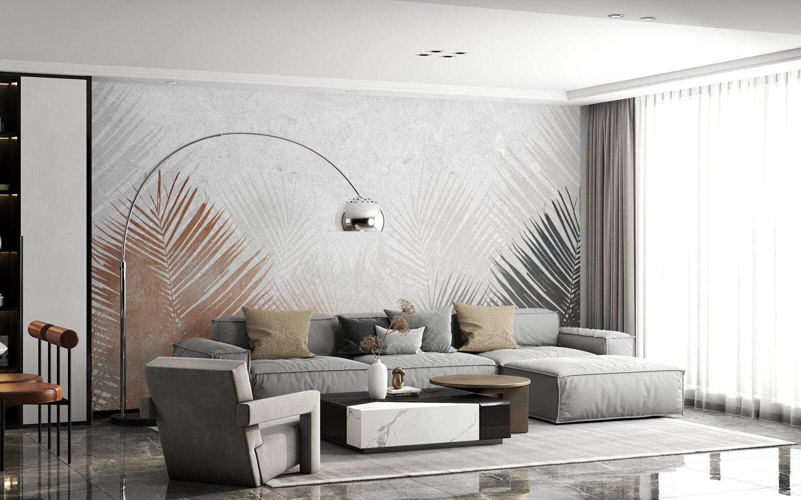 Fotobehang herfstabstractie in een mistig bos