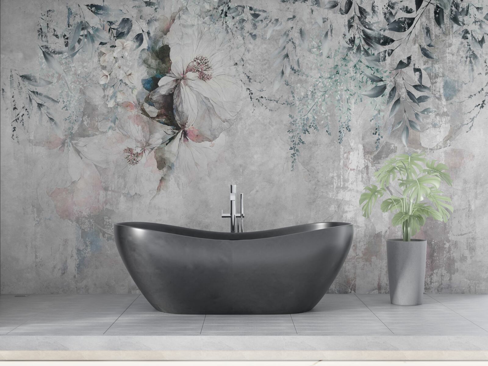 Fotobehang irissen zijn grijs tegen dezelfde schaduw