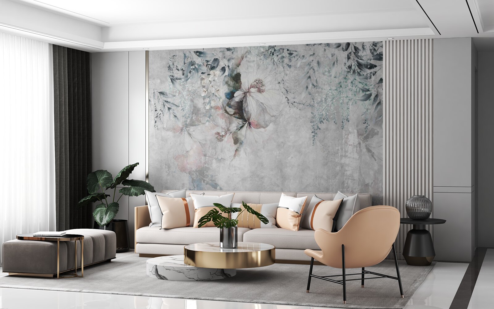 Fotobehang irissen zijn grijs tegen dezelfde schaduw