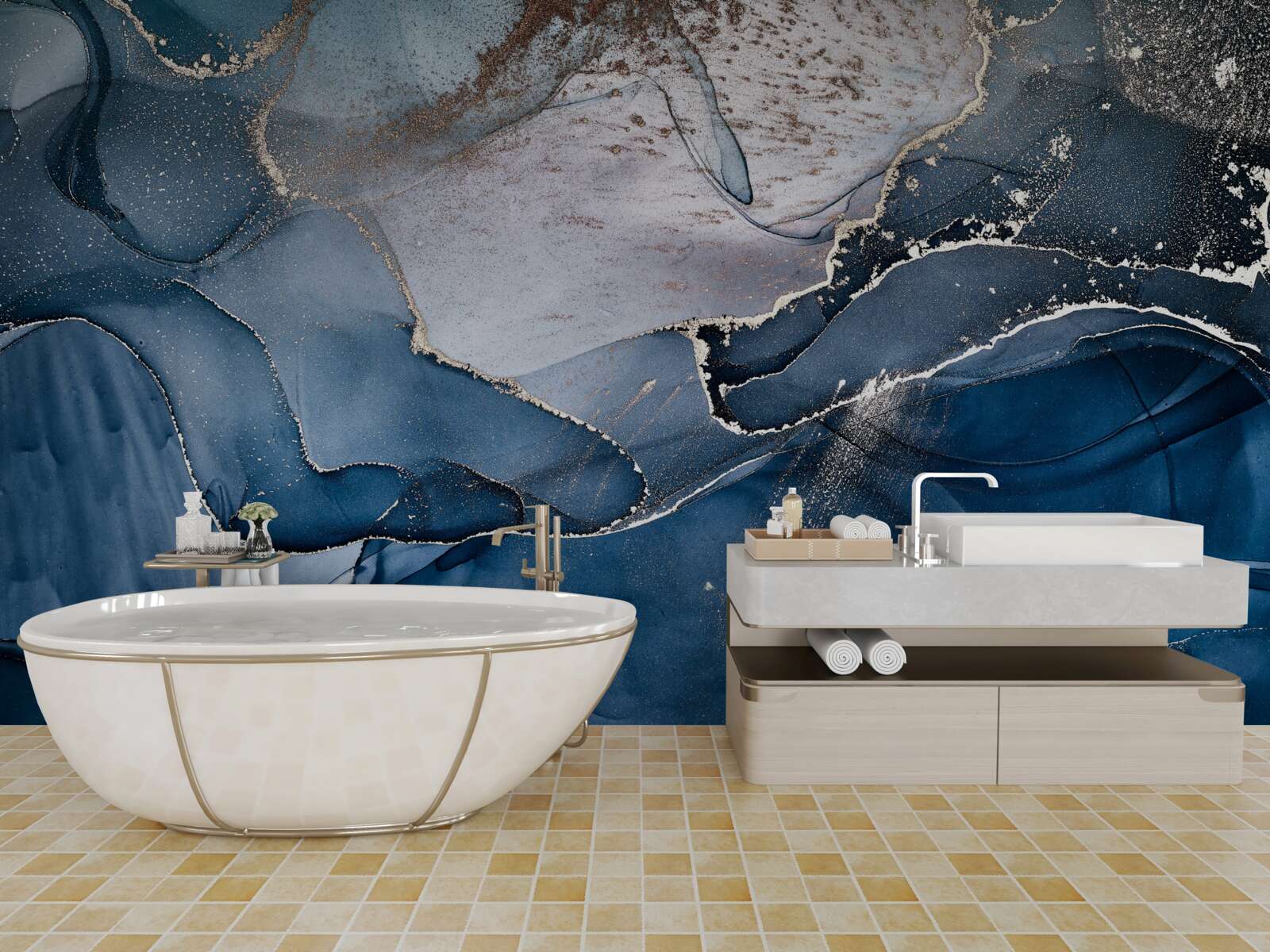 Fotobehang alcoholische inkttinten