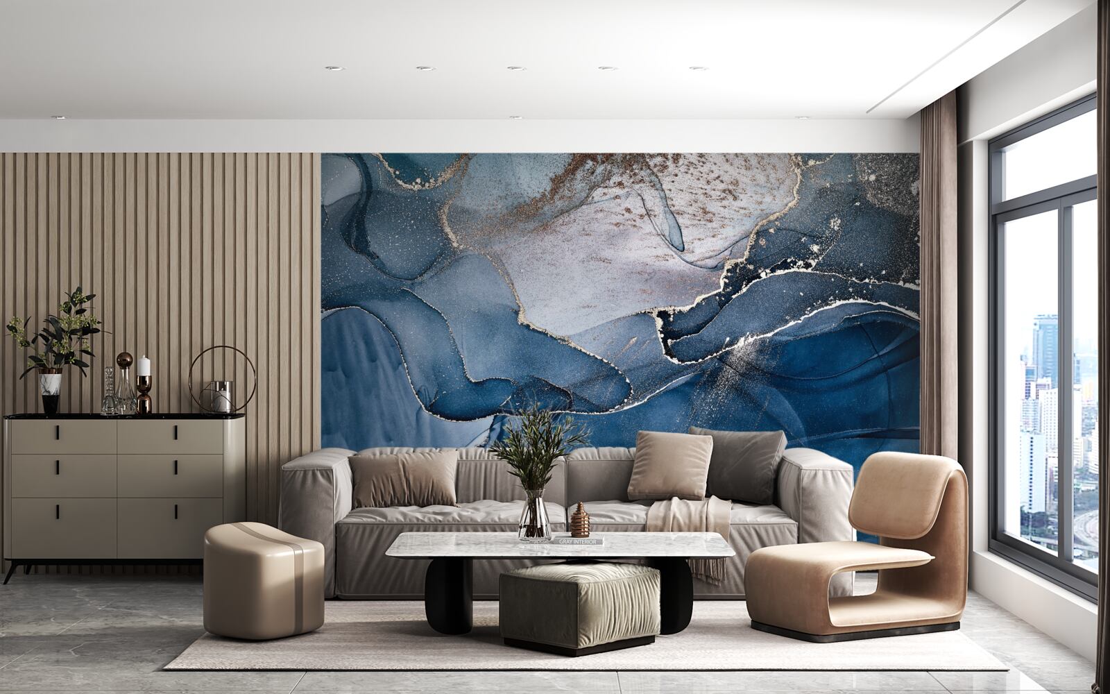 Fotobehang alcoholische inkttinten