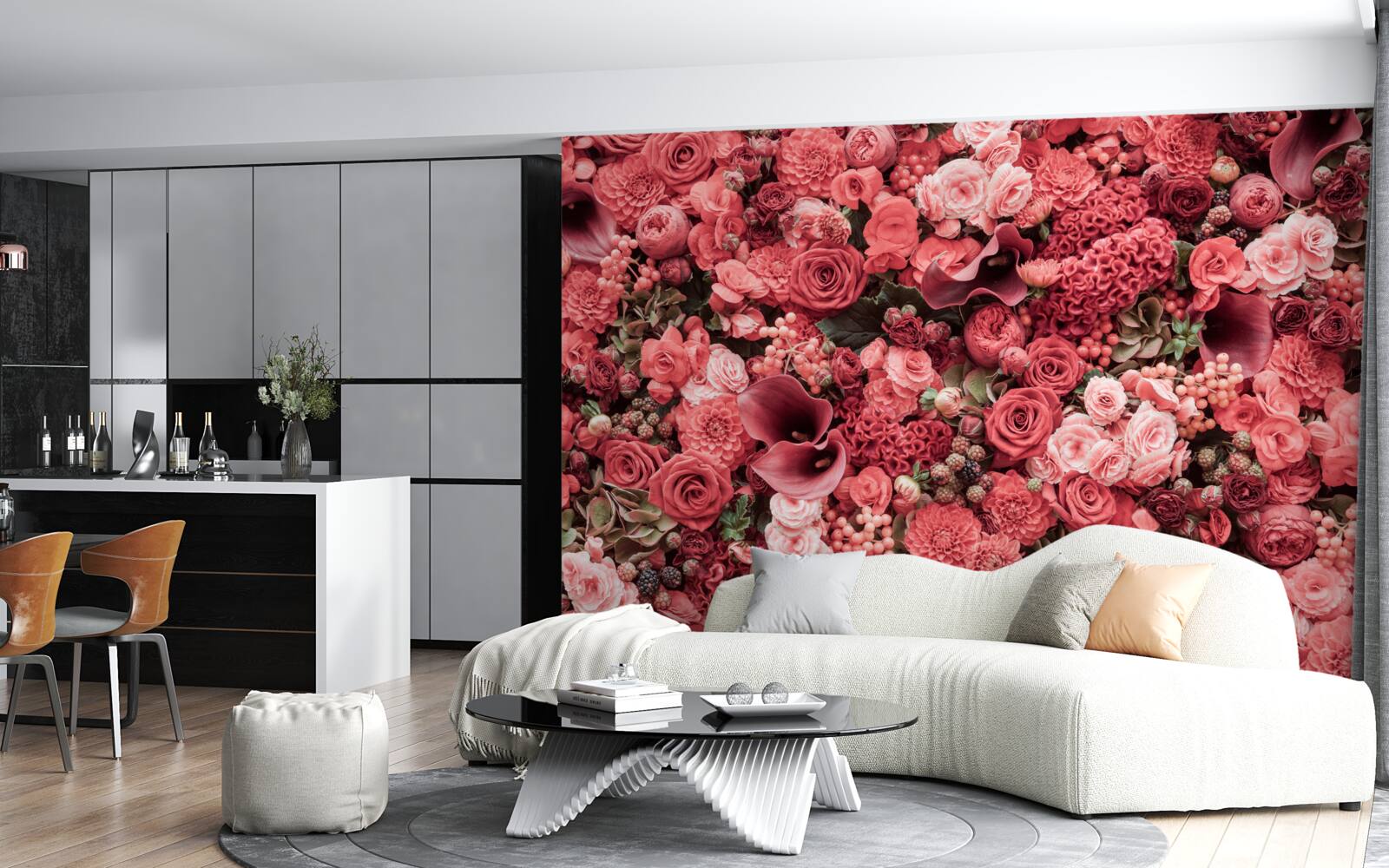 Fotobehang set van zomer rode bloemen