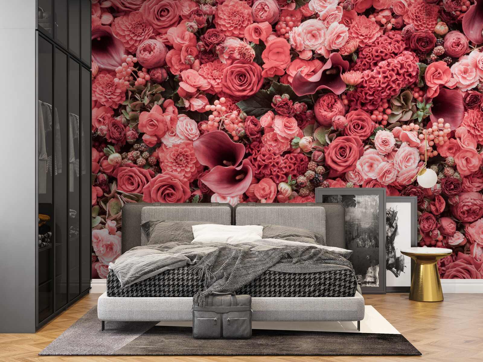 Fotobehang set van zomer rode bloemen