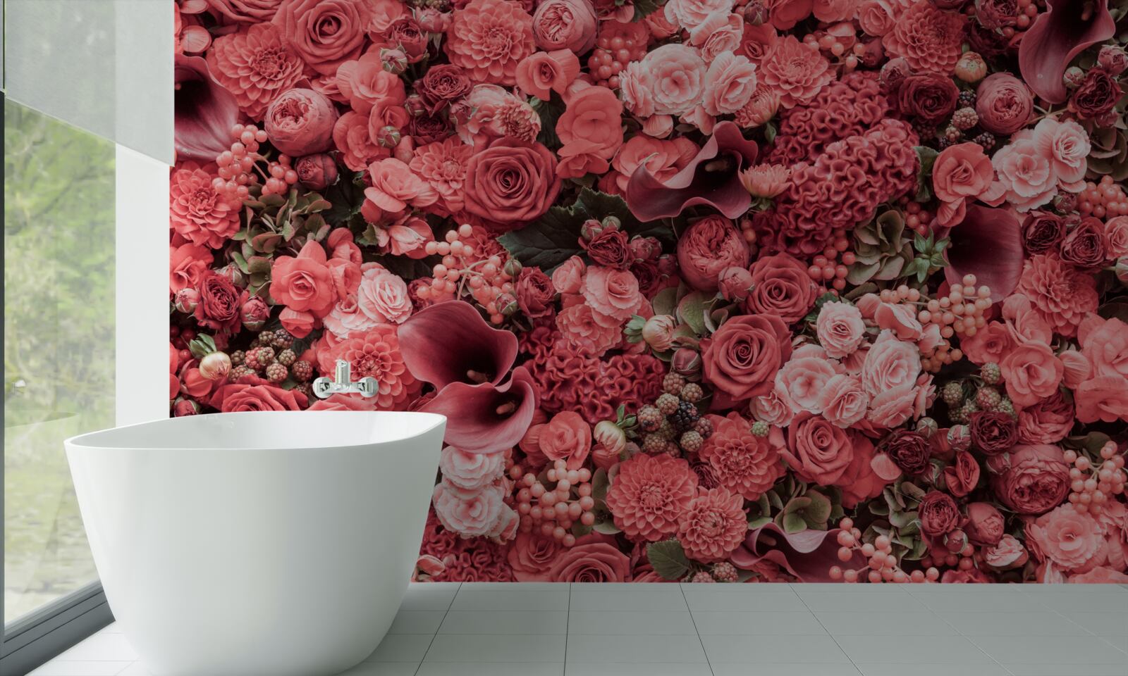 Fotobehang set van zomer rode bloemen