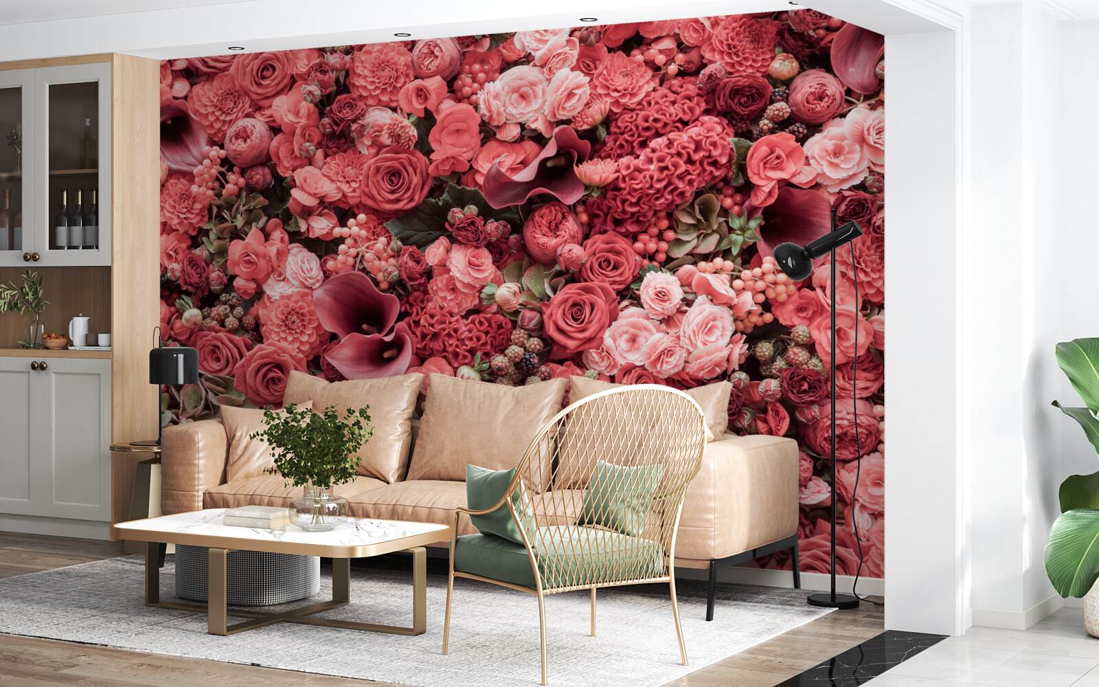 Fotobehang set van zomer rode bloemen