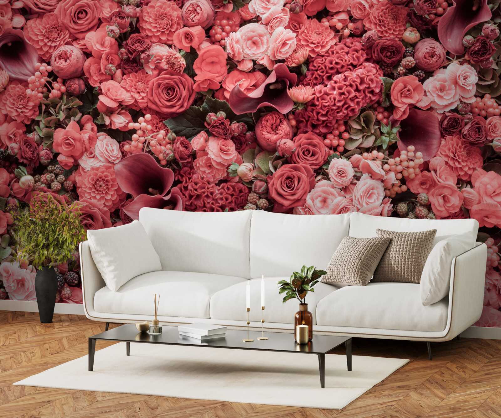 Fotobehang set van zomer rode bloemen