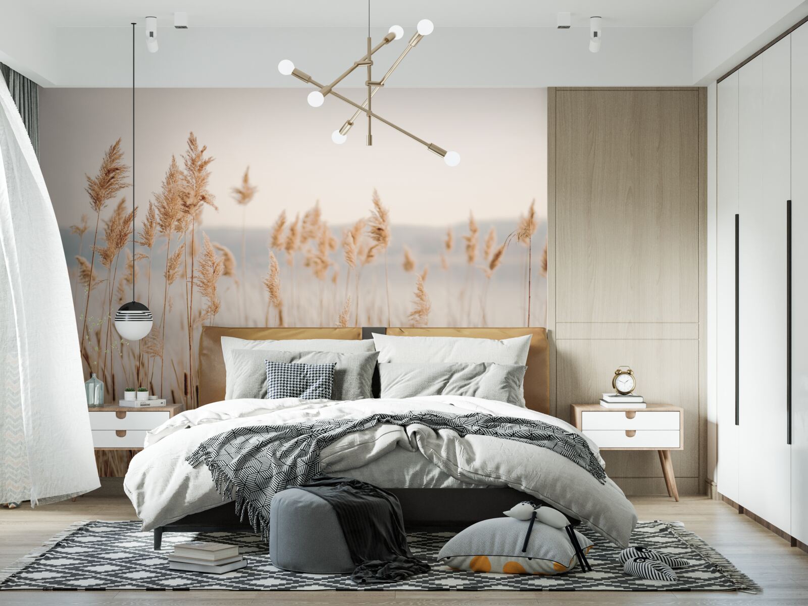 Fotobehang een tarweveld bezaaid met aren