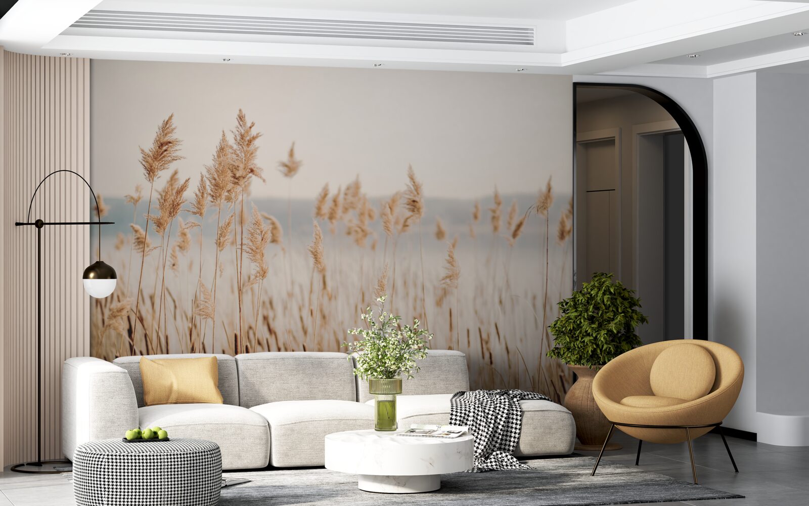 Fotobehang een tarweveld bezaaid met aren