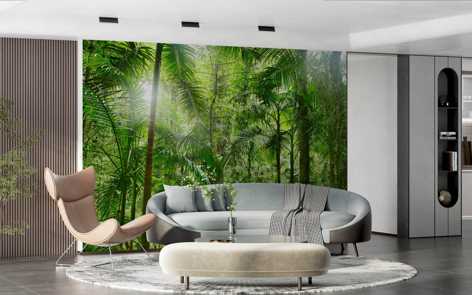 Fotobehang weelderige vegetatie in een bosrijke omgeving