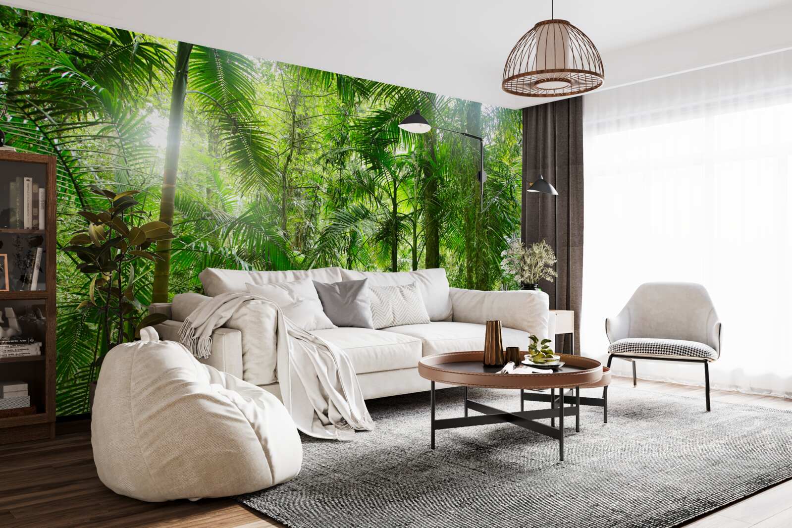 Fotobehang weelderige vegetatie in een bosrijke omgeving