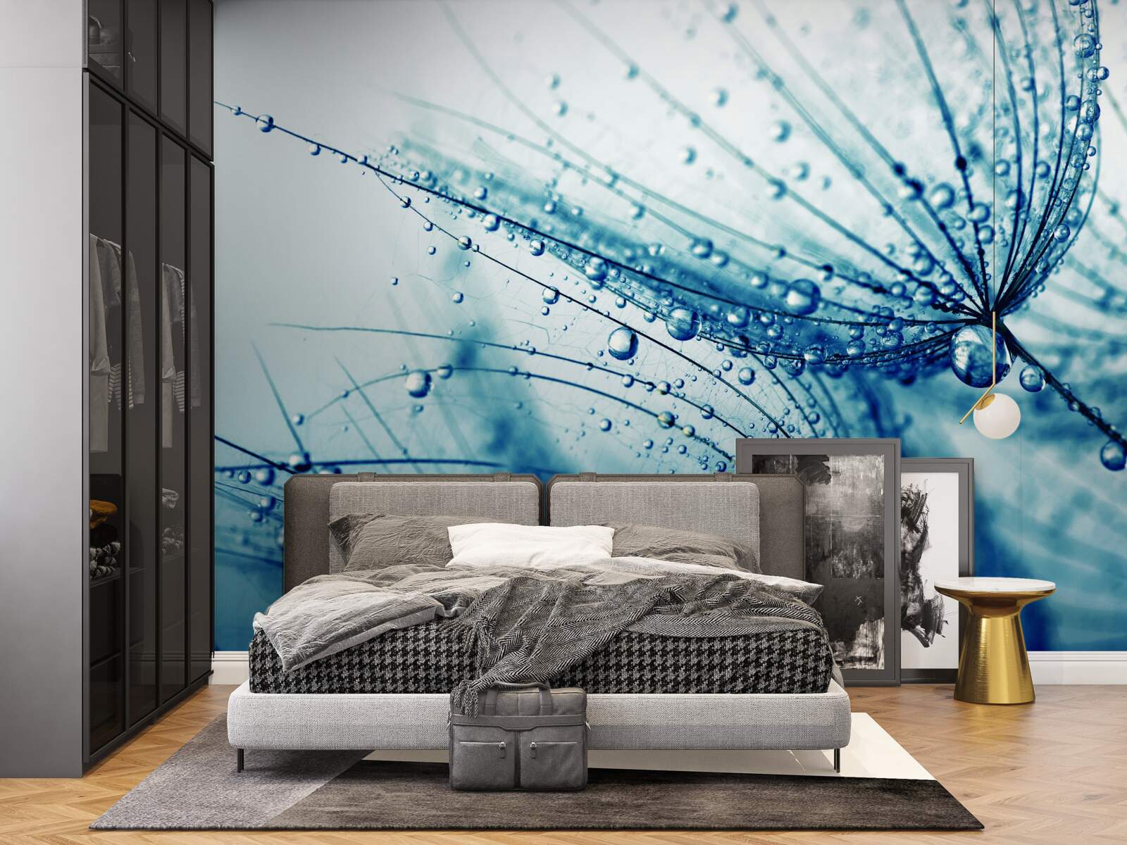 Fotobehang paardenbloem druppels