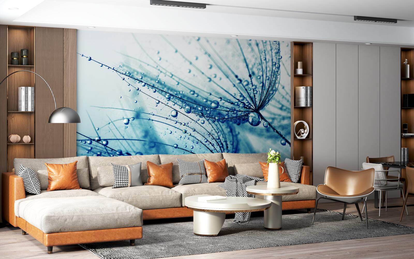 Fotobehang paardenbloem druppels