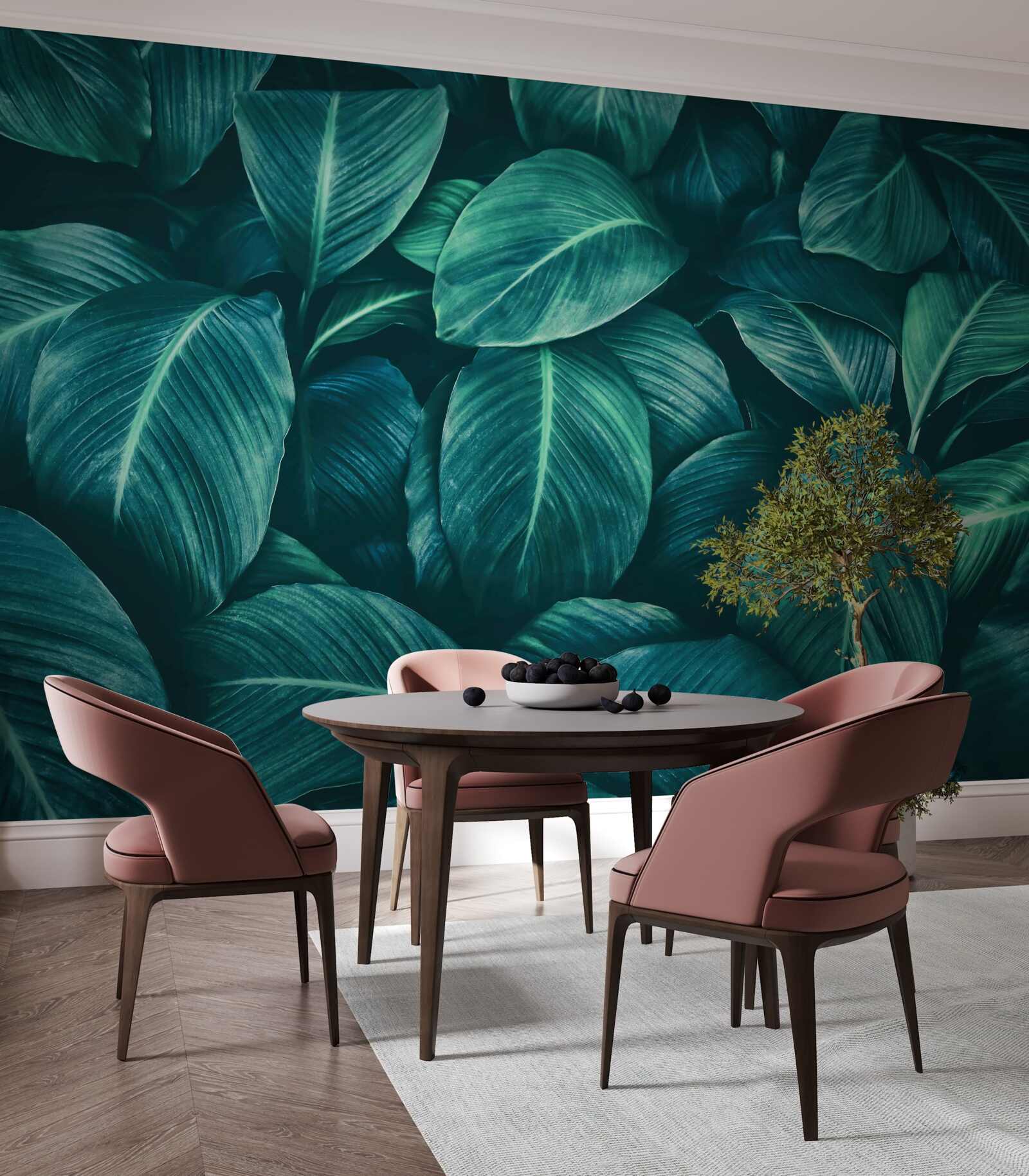 Fotobehang varenbladeren hebben een schitterende smaragdgroene kleur