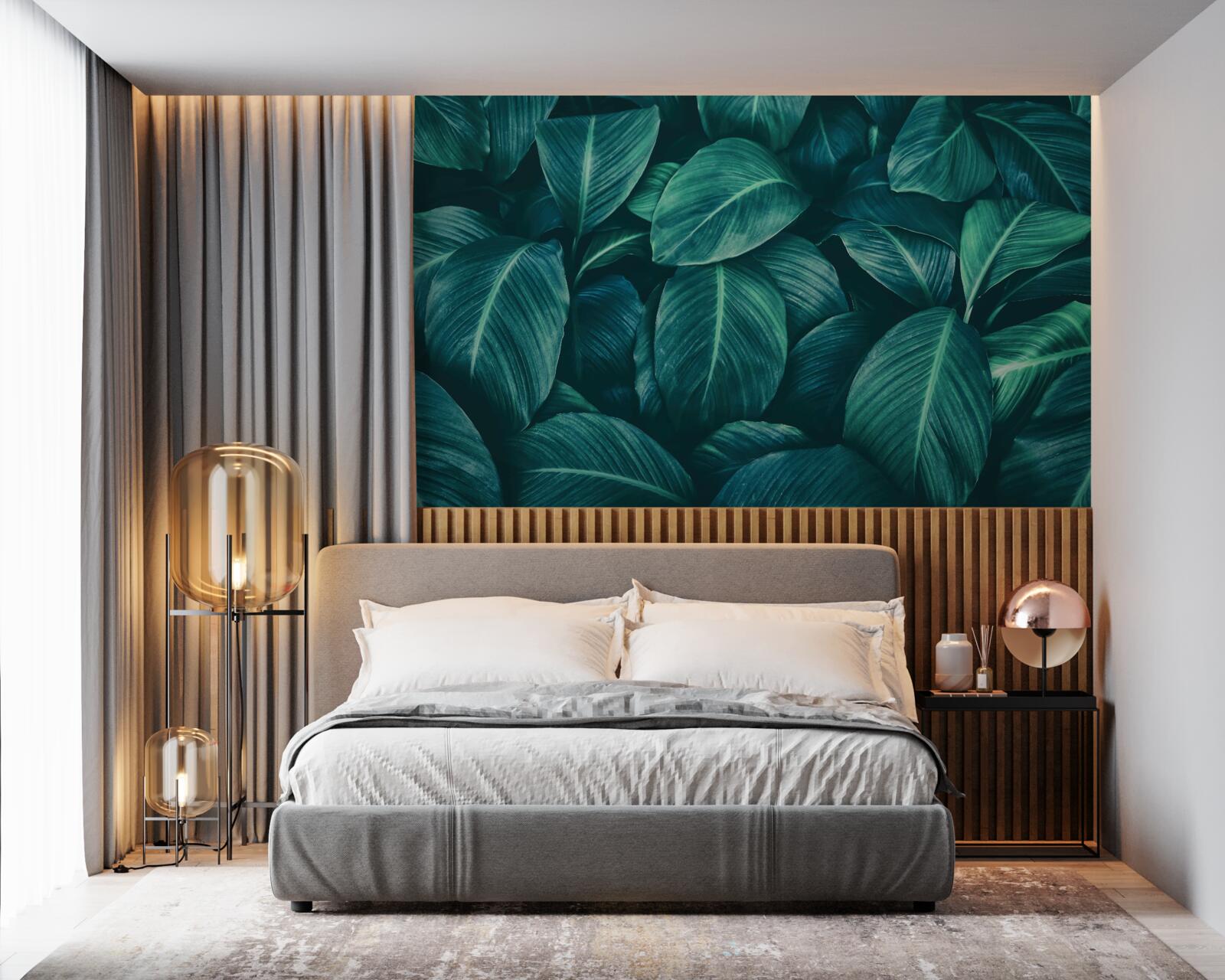 Fotobehang varenbladeren hebben een schitterende smaragdgroene kleur