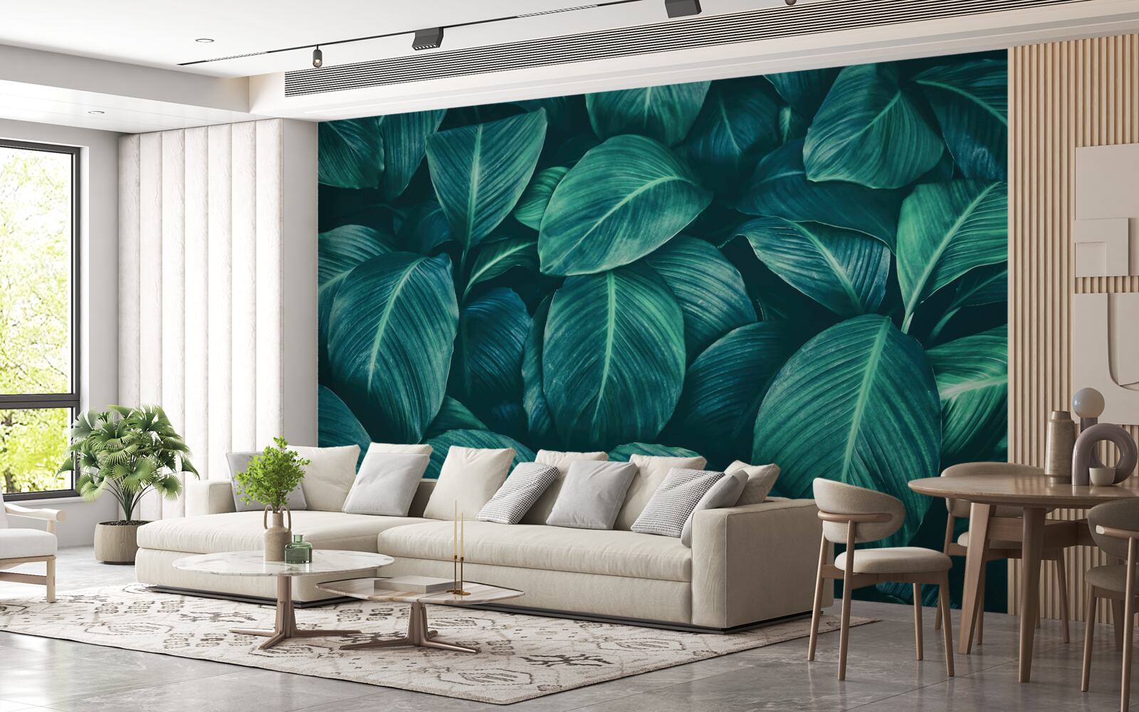 Fotobehang varenbladeren hebben een schitterende smaragdgroene kleur