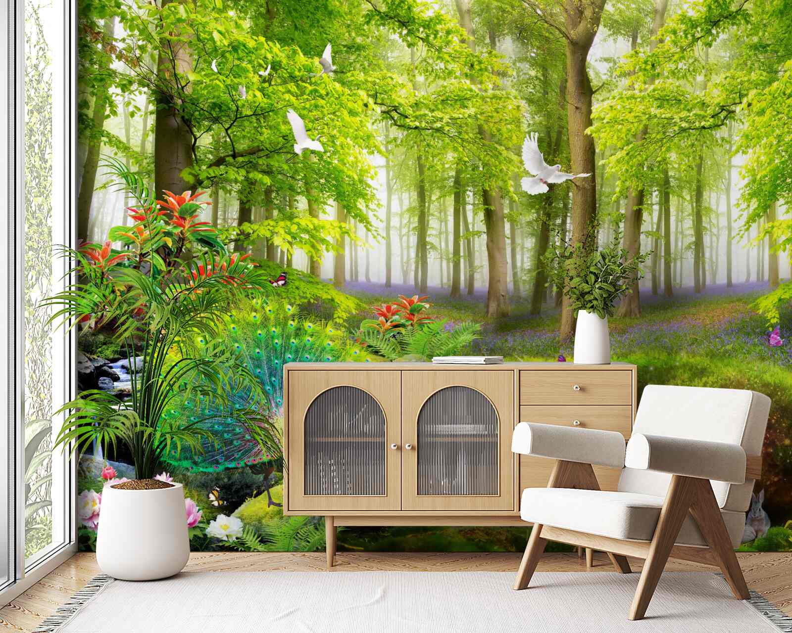 Fotobehang fauna van de groene zomerbossen