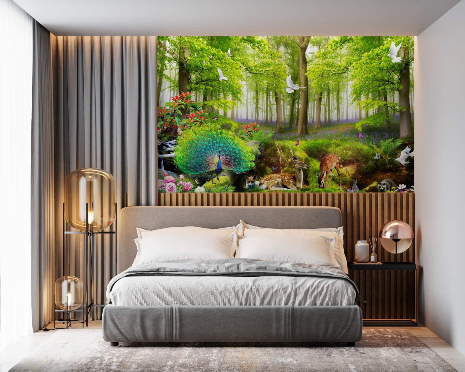 Fotobehang fauna van de groene zomerbossen