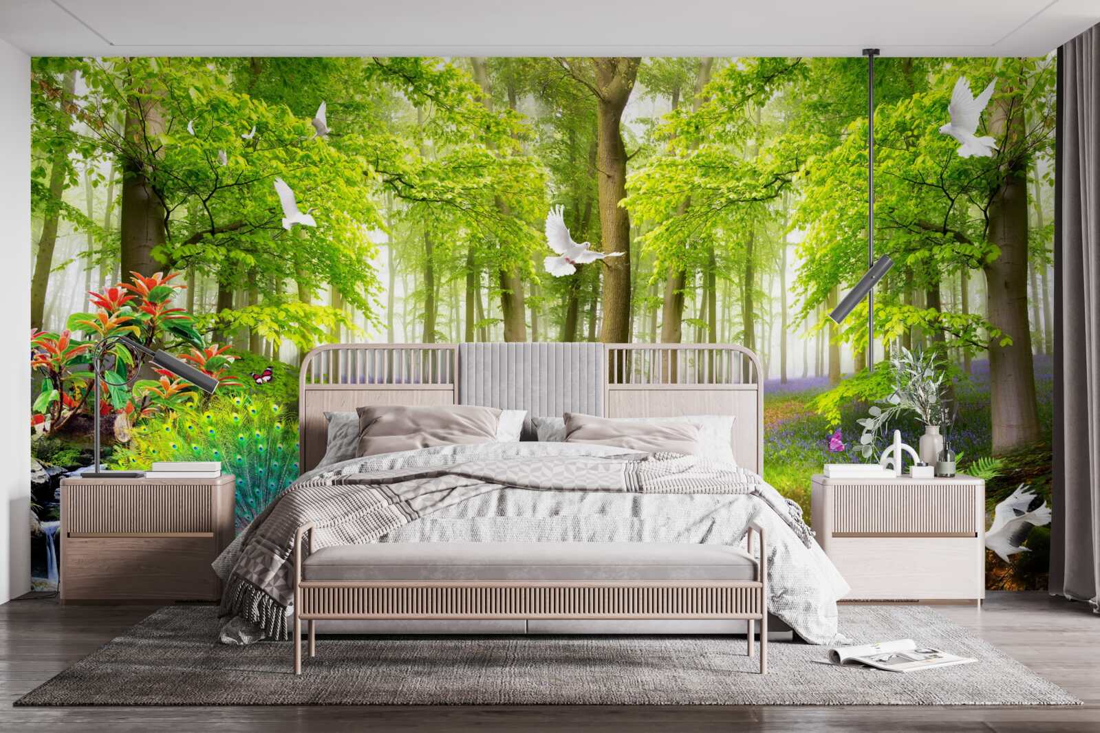 Fotobehang fauna van de groene zomerbossen