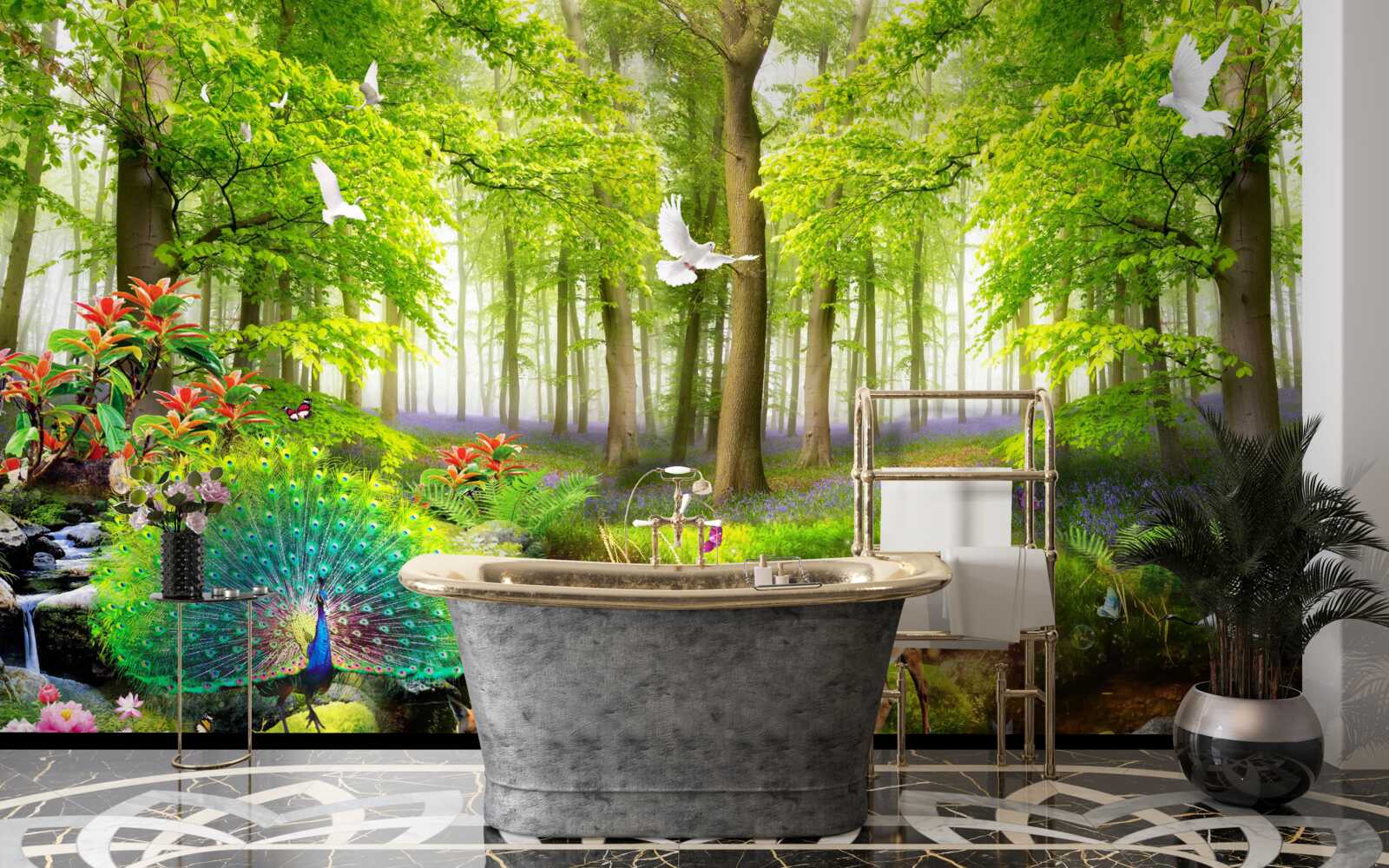 Fotobehang fauna van de groene zomerbossen