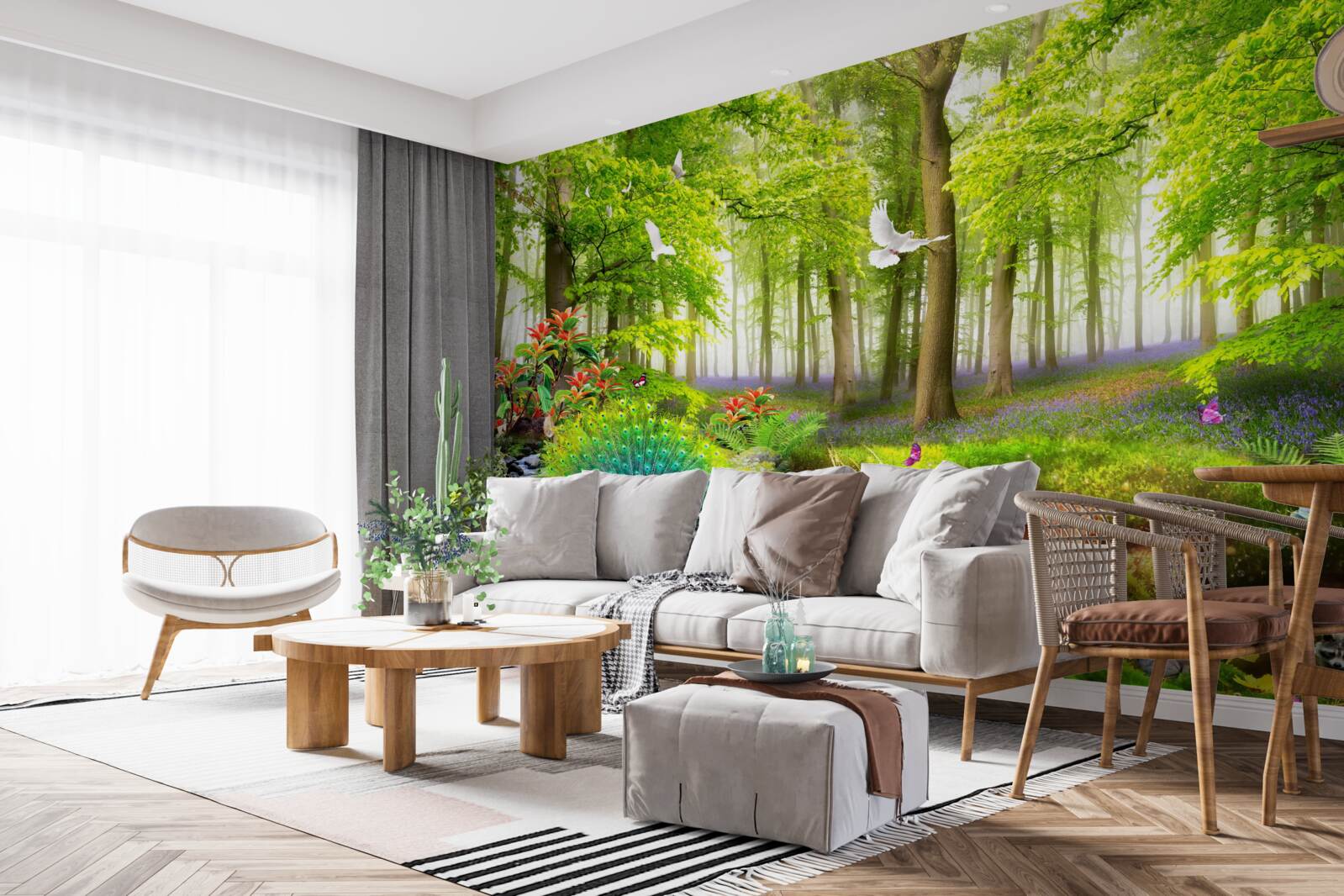 Fotobehang fauna van de groene zomerbossen