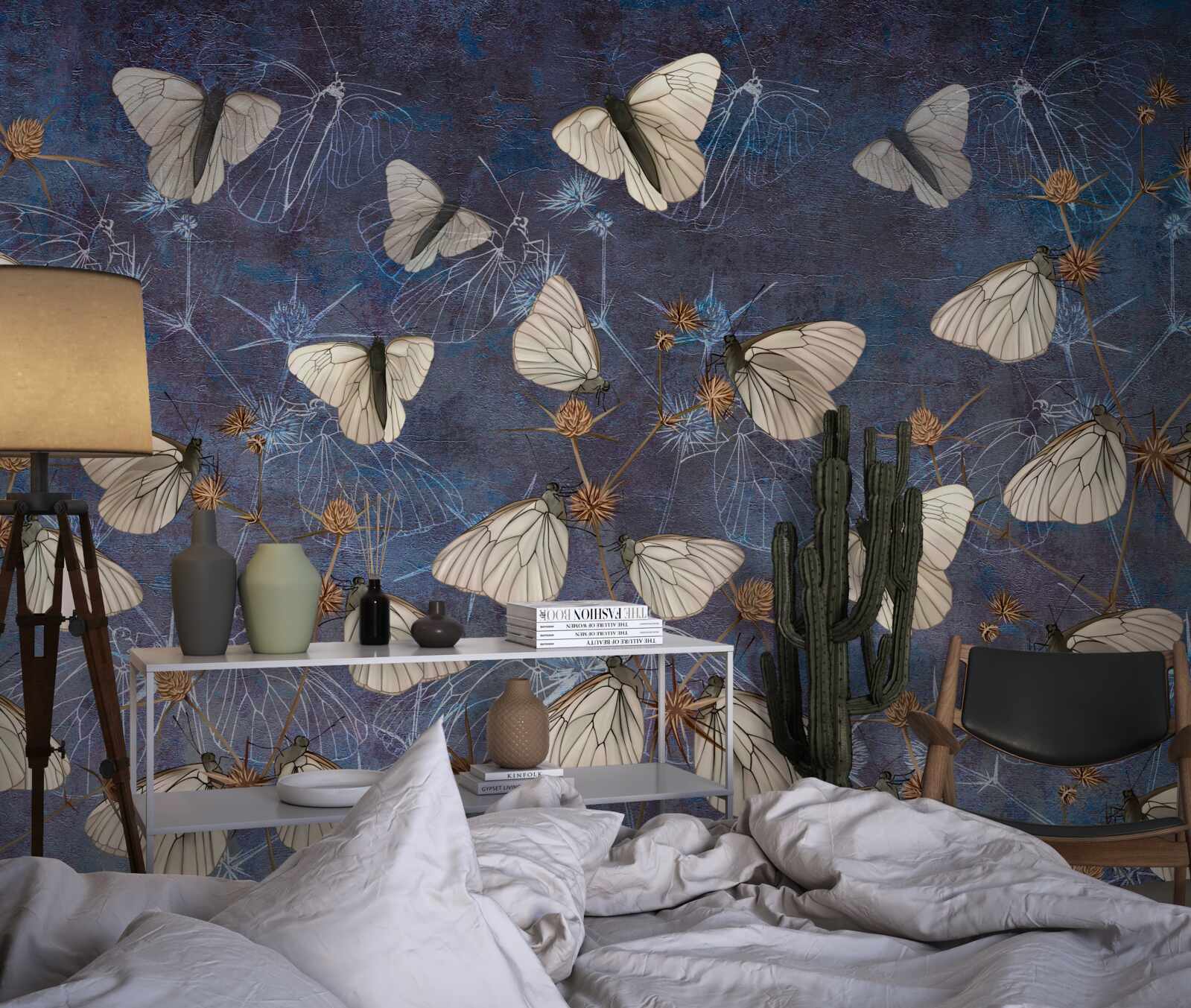 Fotobehang witte vlinders tijdens het groeiseizoen