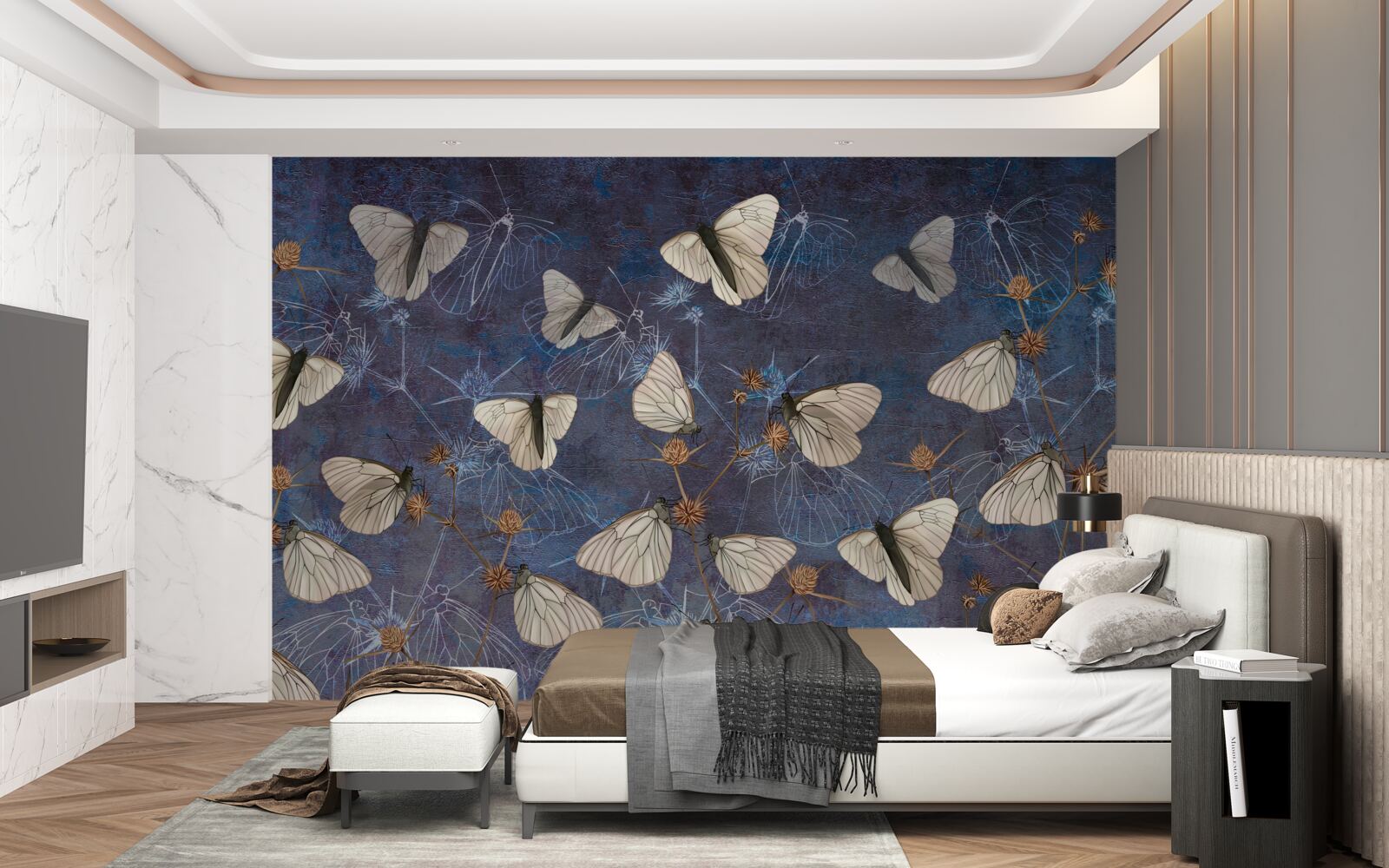 Fotobehang witte vlinders tijdens het groeiseizoen