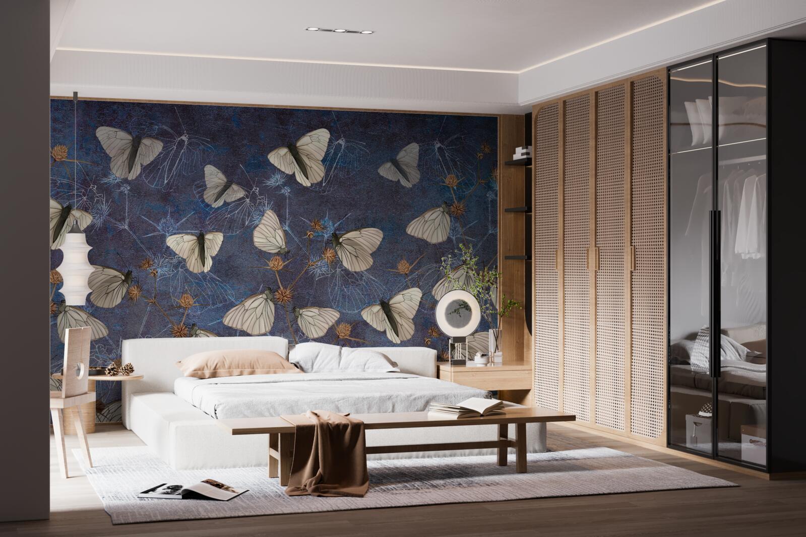 Fotobehang witte vlinders tijdens het groeiseizoen