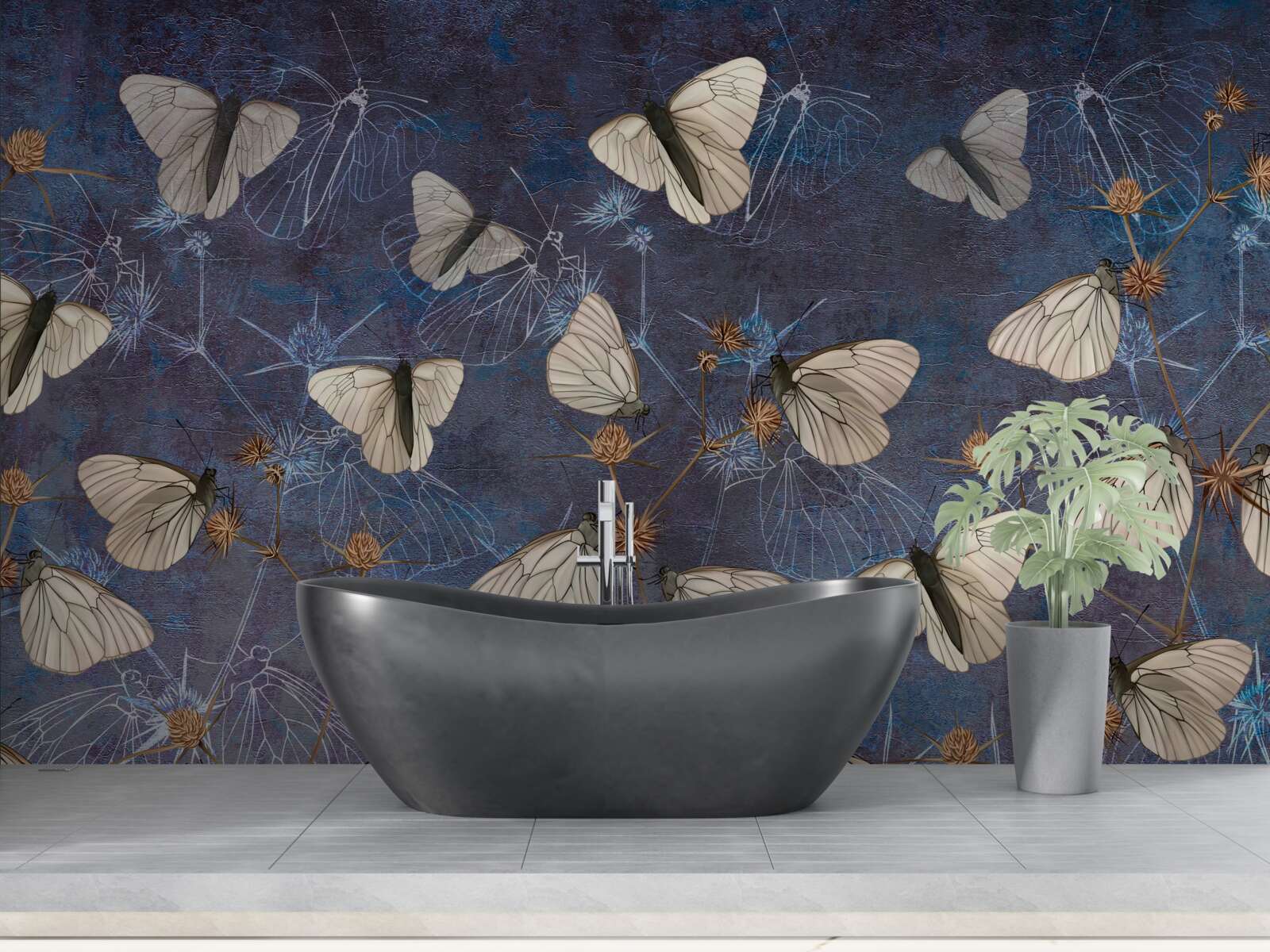 Fotobehang witte vlinders tijdens het groeiseizoen