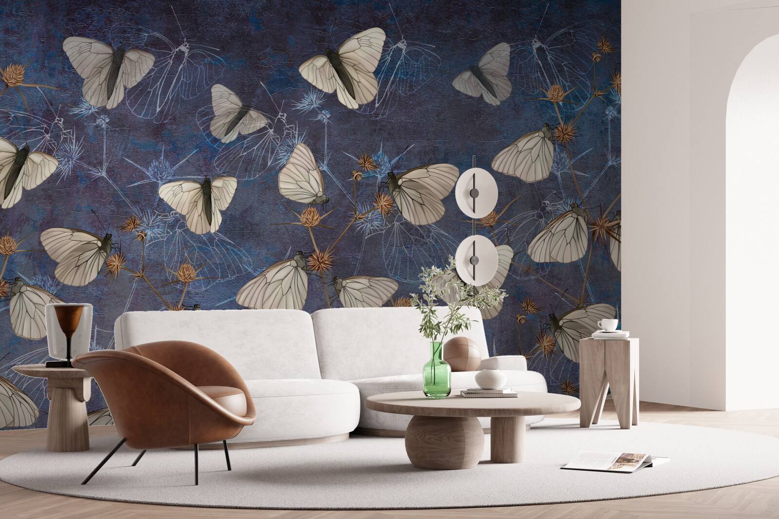 Fotobehang witte vlinders tijdens het groeiseizoen