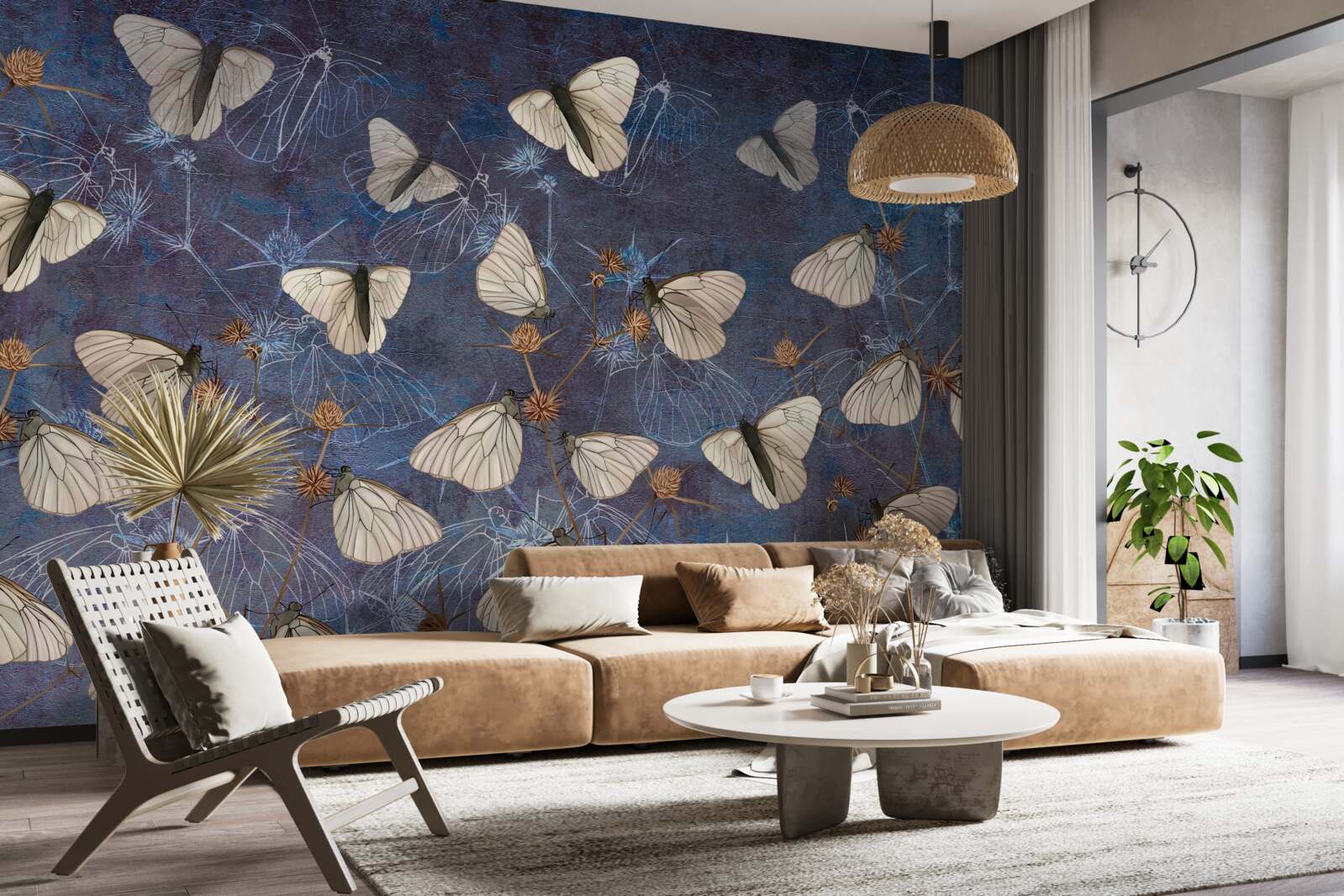 Fotobehang witte vlinders tijdens het groeiseizoen