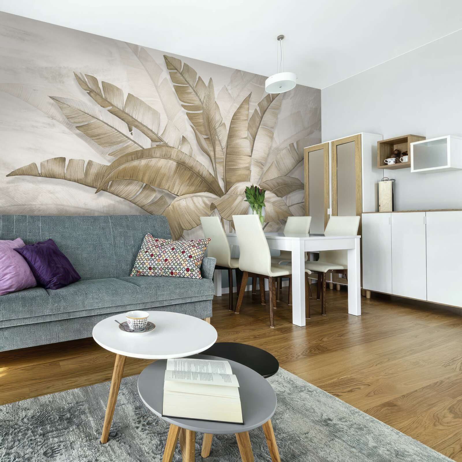 Fotobehang bos grote palmbladeren