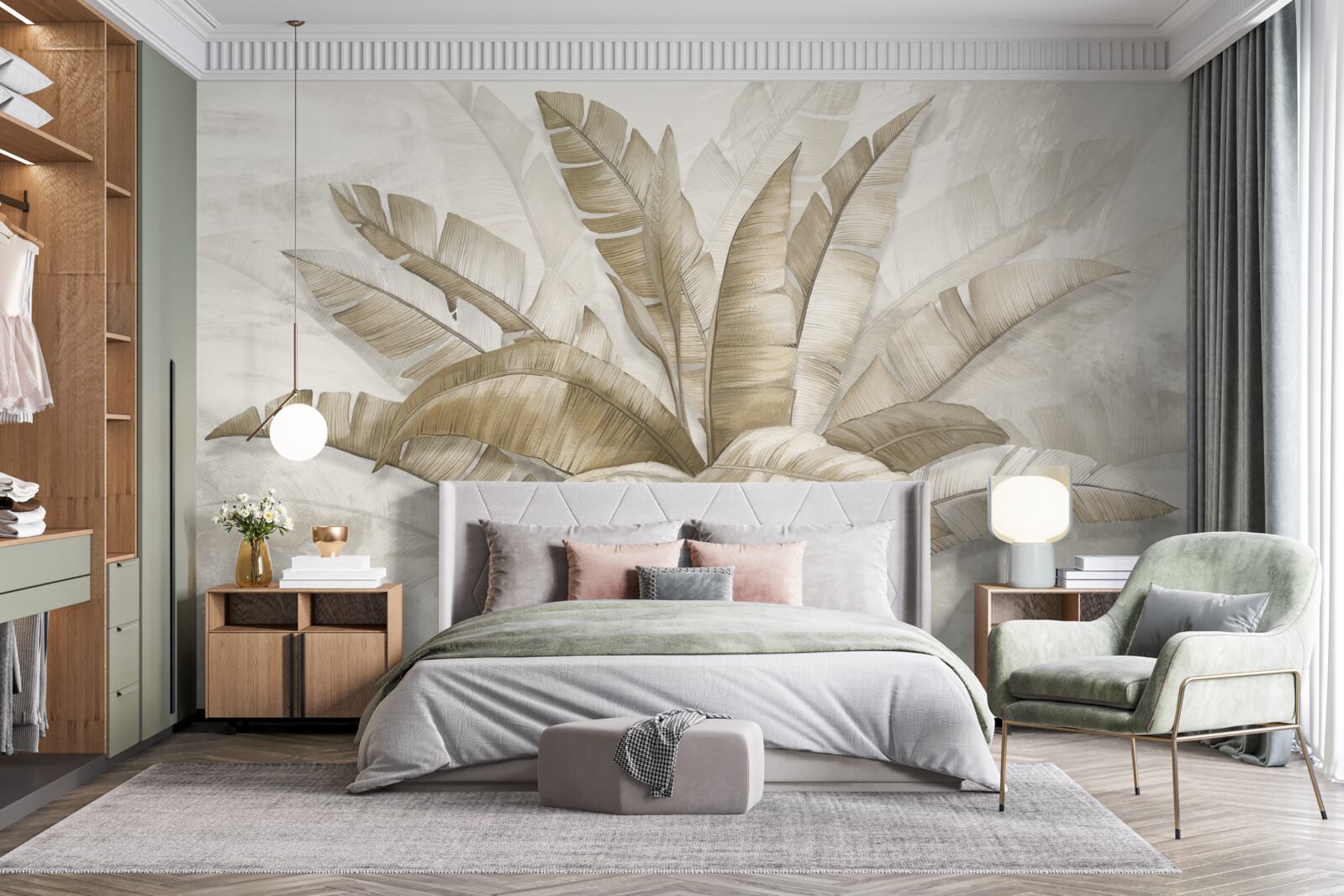 Fotobehang bos grote palmbladeren