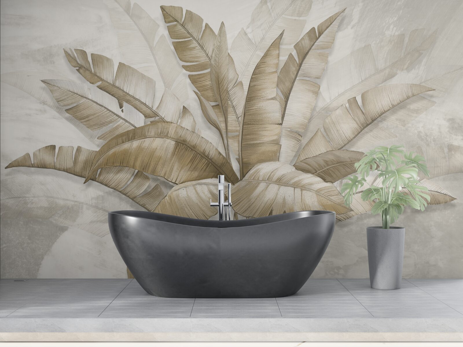 Fotobehang bos grote palmbladeren