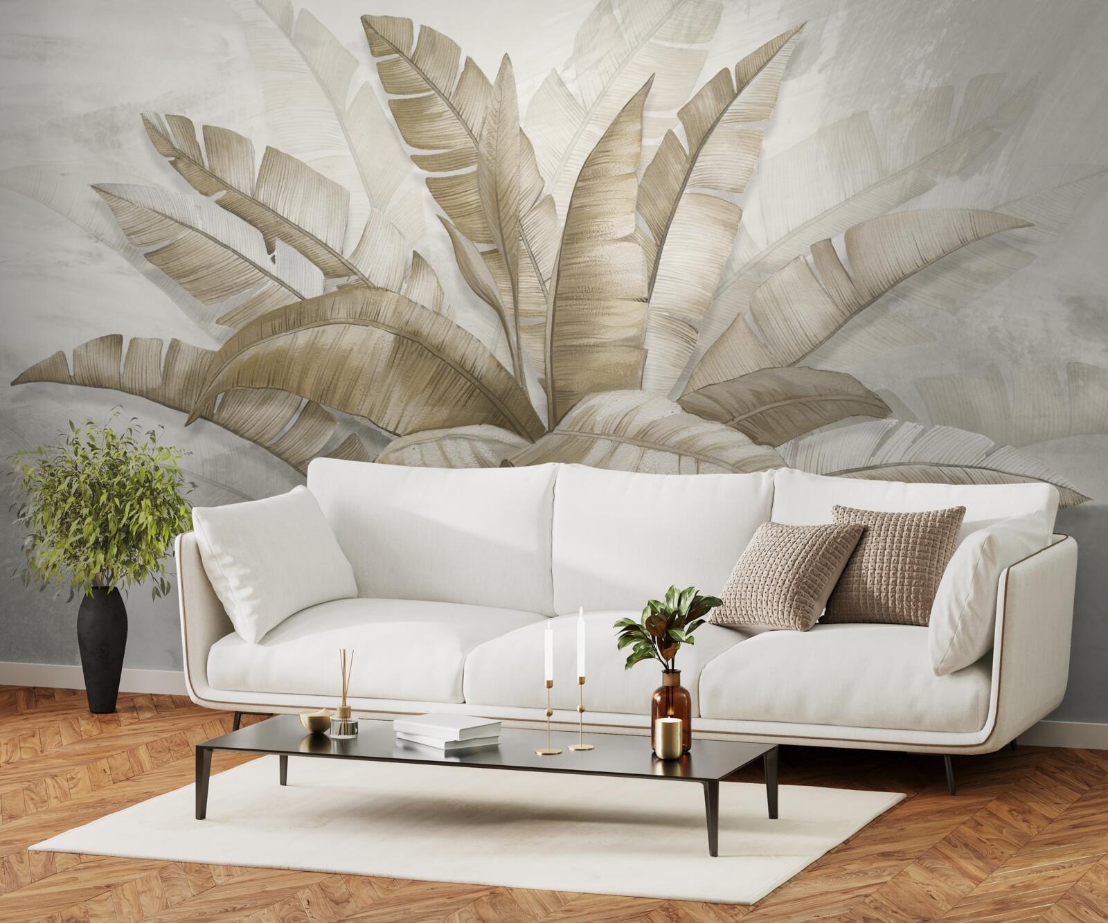 Fotobehang bos grote palmbladeren