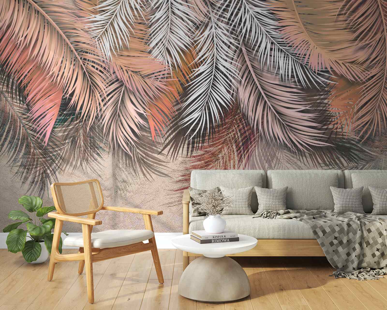 Fotobehang vallende bladeren in de vorm van veren