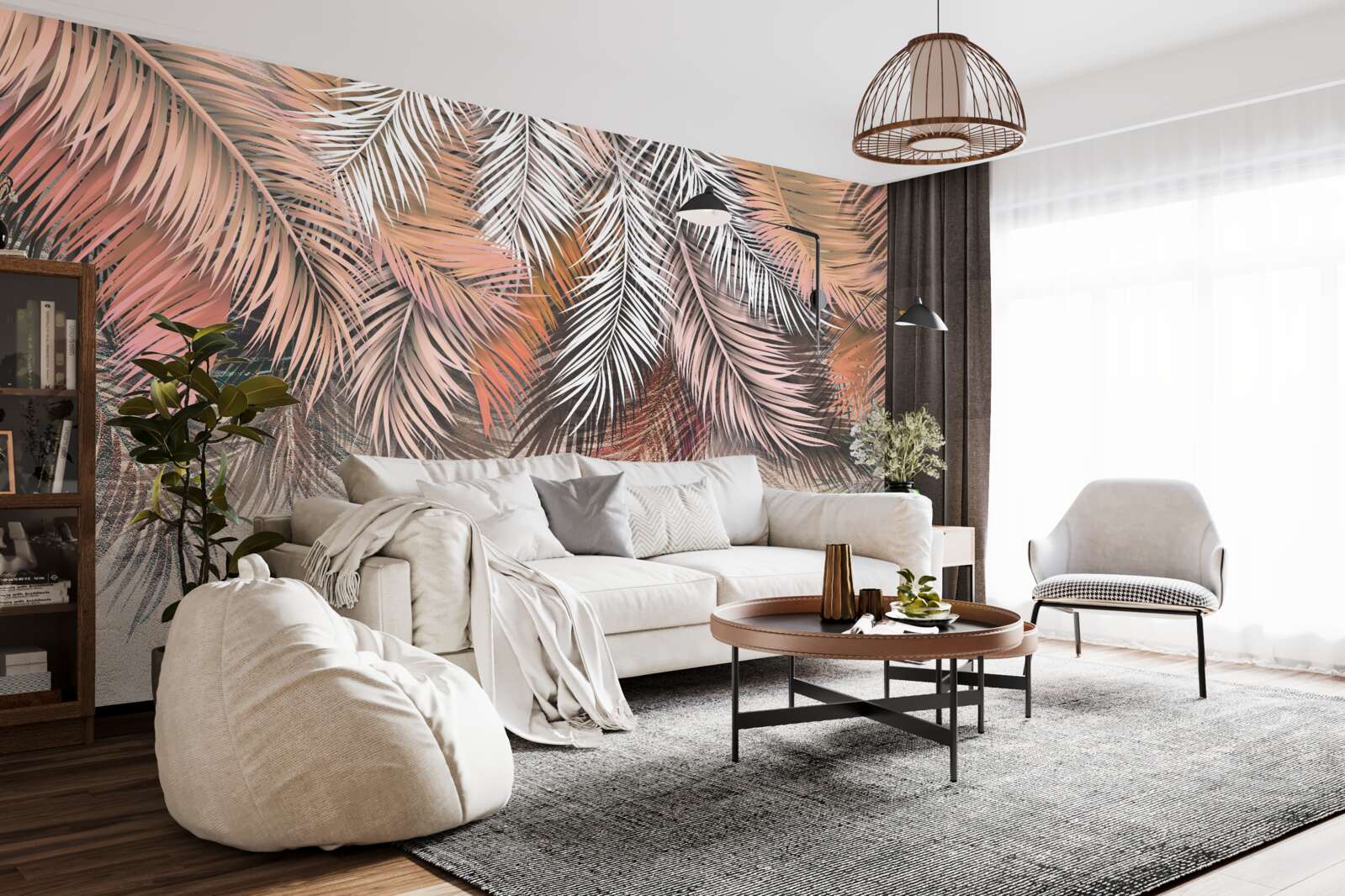 Fotobehang vallende bladeren in de vorm van veren