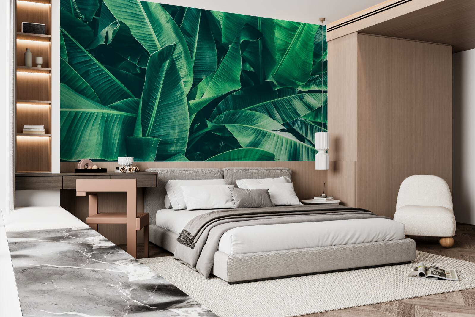 Fotobehang tropische vegetatie met een smaragdgroene tint