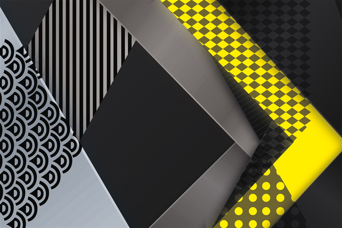 Fotobehang rechthoeken in zwart en geel