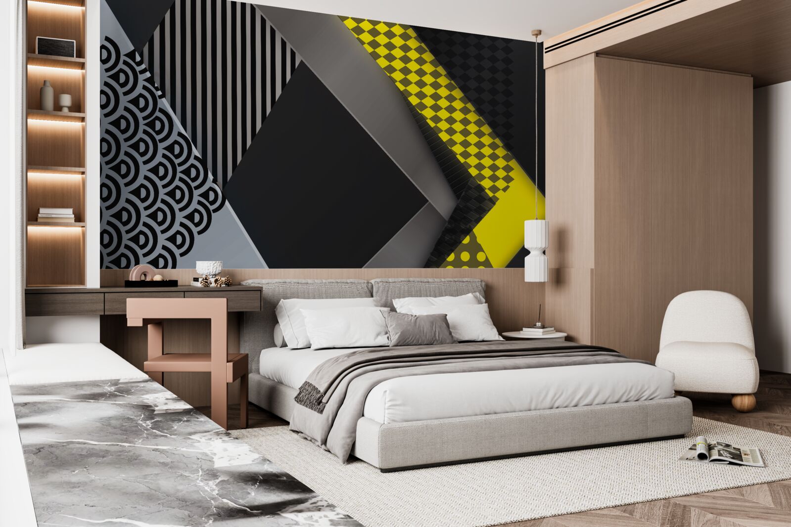 Fotobehang rechthoeken in zwart en geel