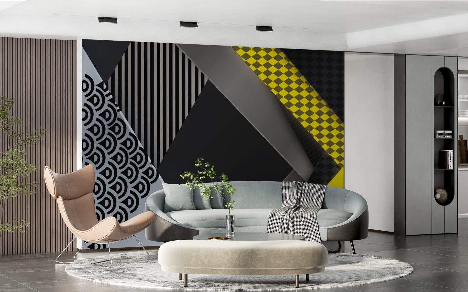 Fotobehang rechthoeken in zwart en geel